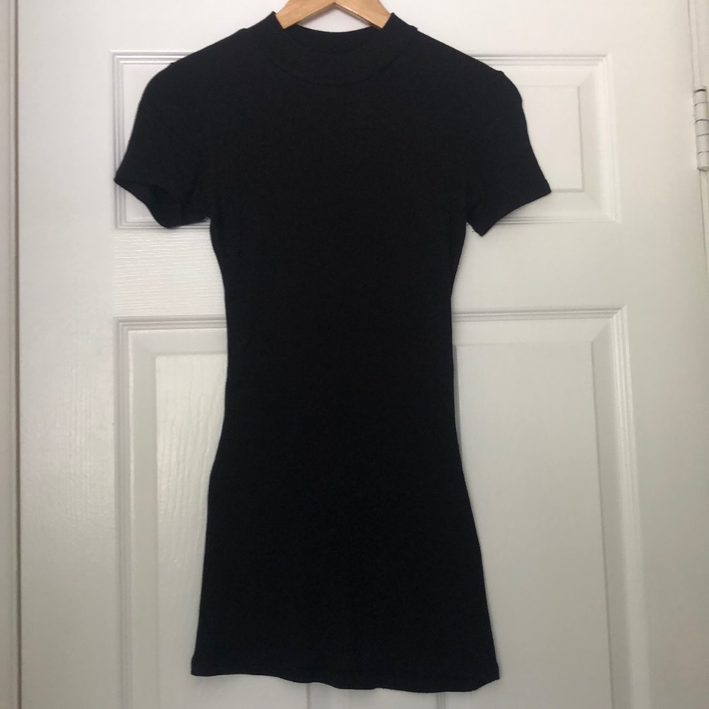 Black Ribbed Mini Dress